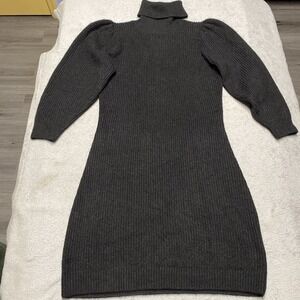 J Crew Sweater Dress Small Black Chunky Knit Turtleneck Merino Wool Alpaca Blend